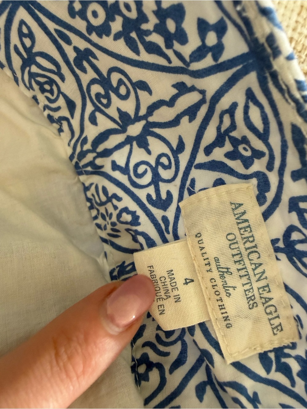 Vintage American Eagle Y2K AE Blue Floral Print Cotton Mini Skirt Bubble Hem - Picture 7 of 8